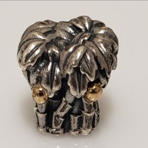 Pandora *Retired* Two-Tone 14k Palm Tree Coconuts Charm